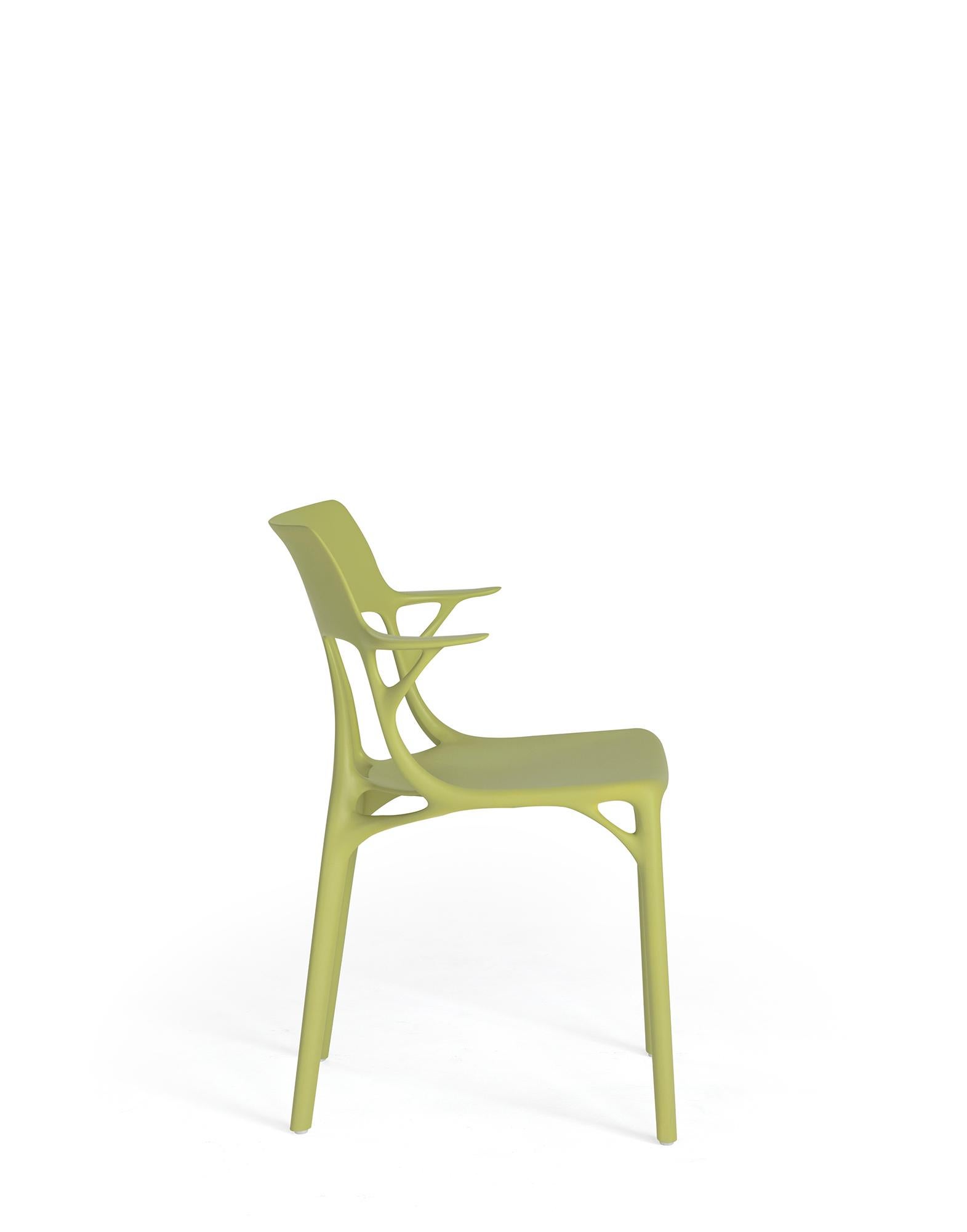 Italian Set of 2 Kartell AI Chair in Green Created by Artificial Intelligence For Sale