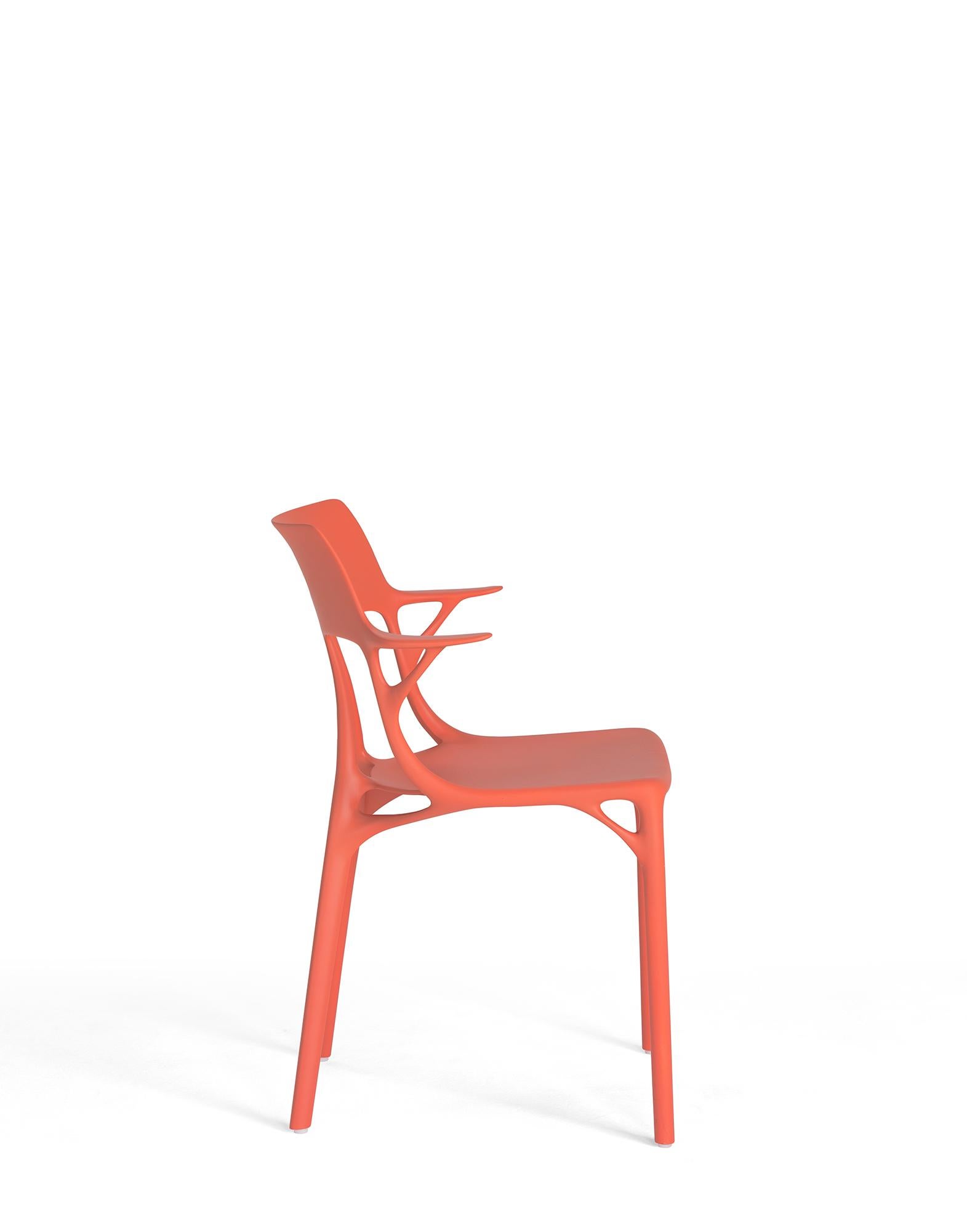 Italian Set of 2 Kartell AI Chair in Orange Created by Artificial Intelligence For Sale