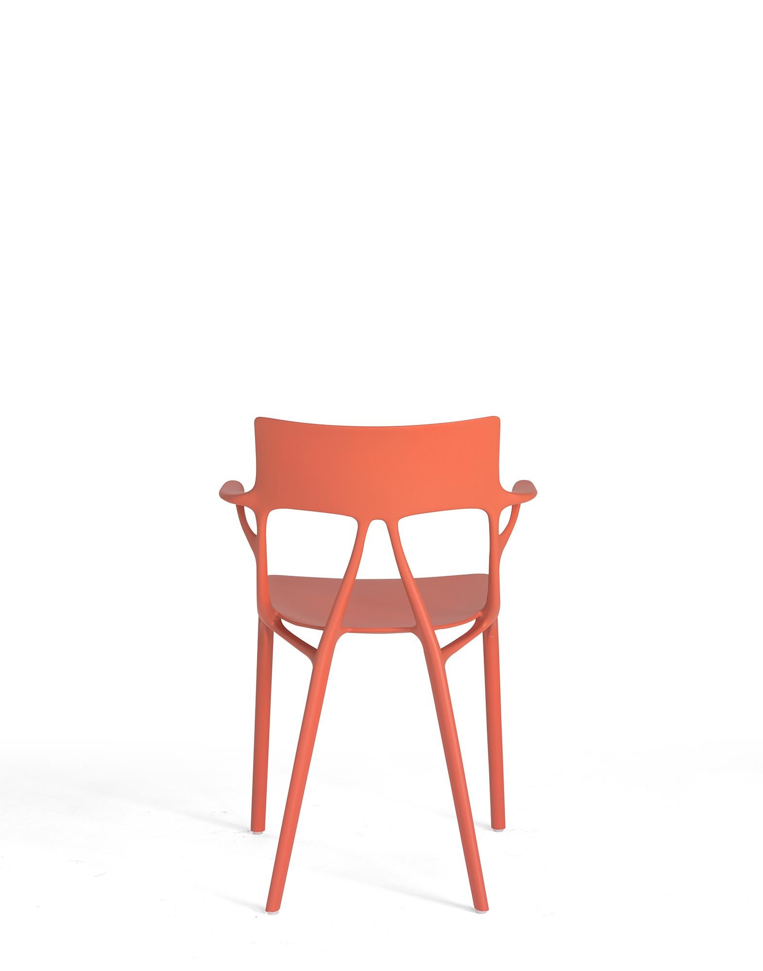 Set of 2 Kartell AI Chair in Orange Created by Artificial Intelligence In New Condition For Sale In Brooklyn, NY