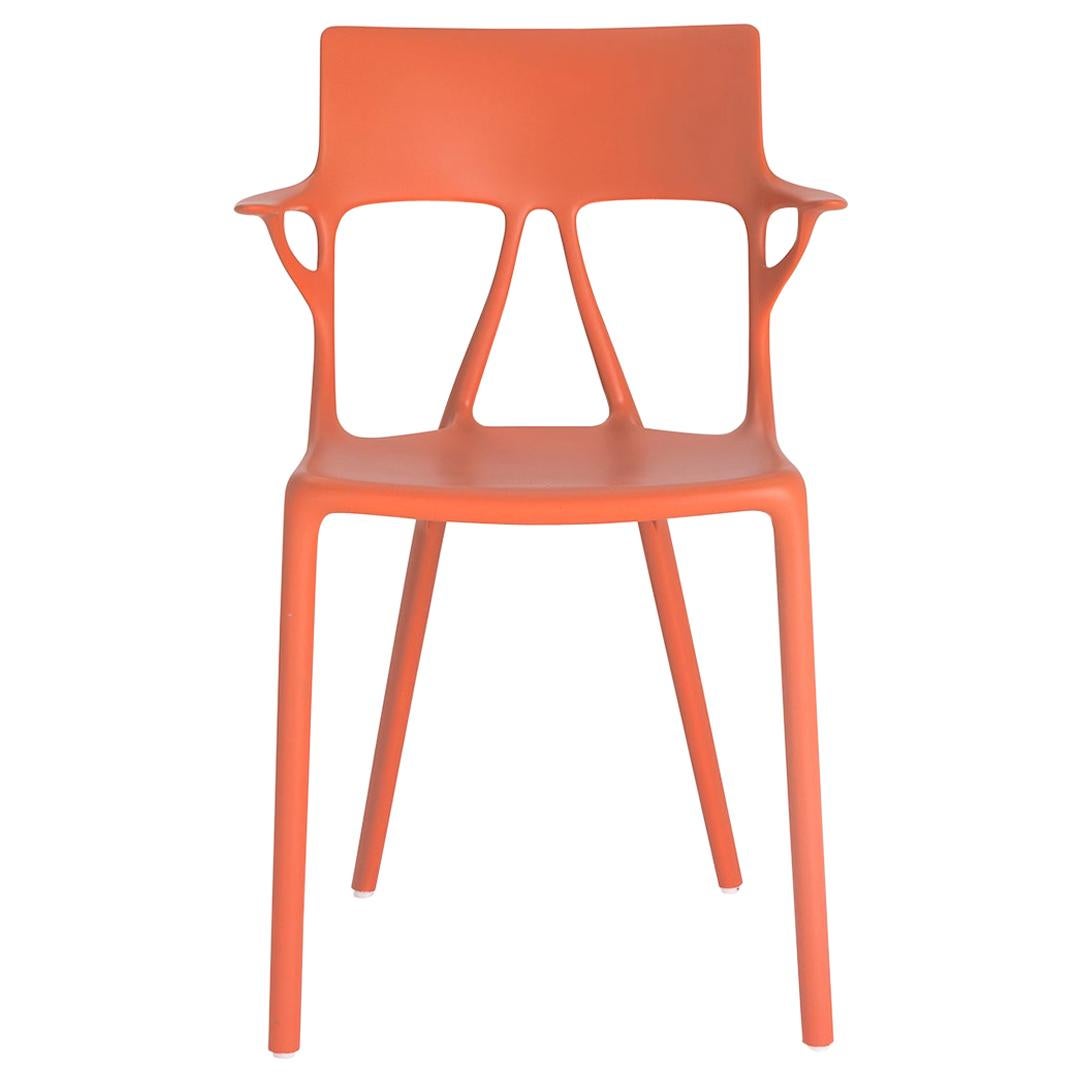 2er-Set Kartell AI-Stuhl in Orange, entworfen von artificial Intelligence