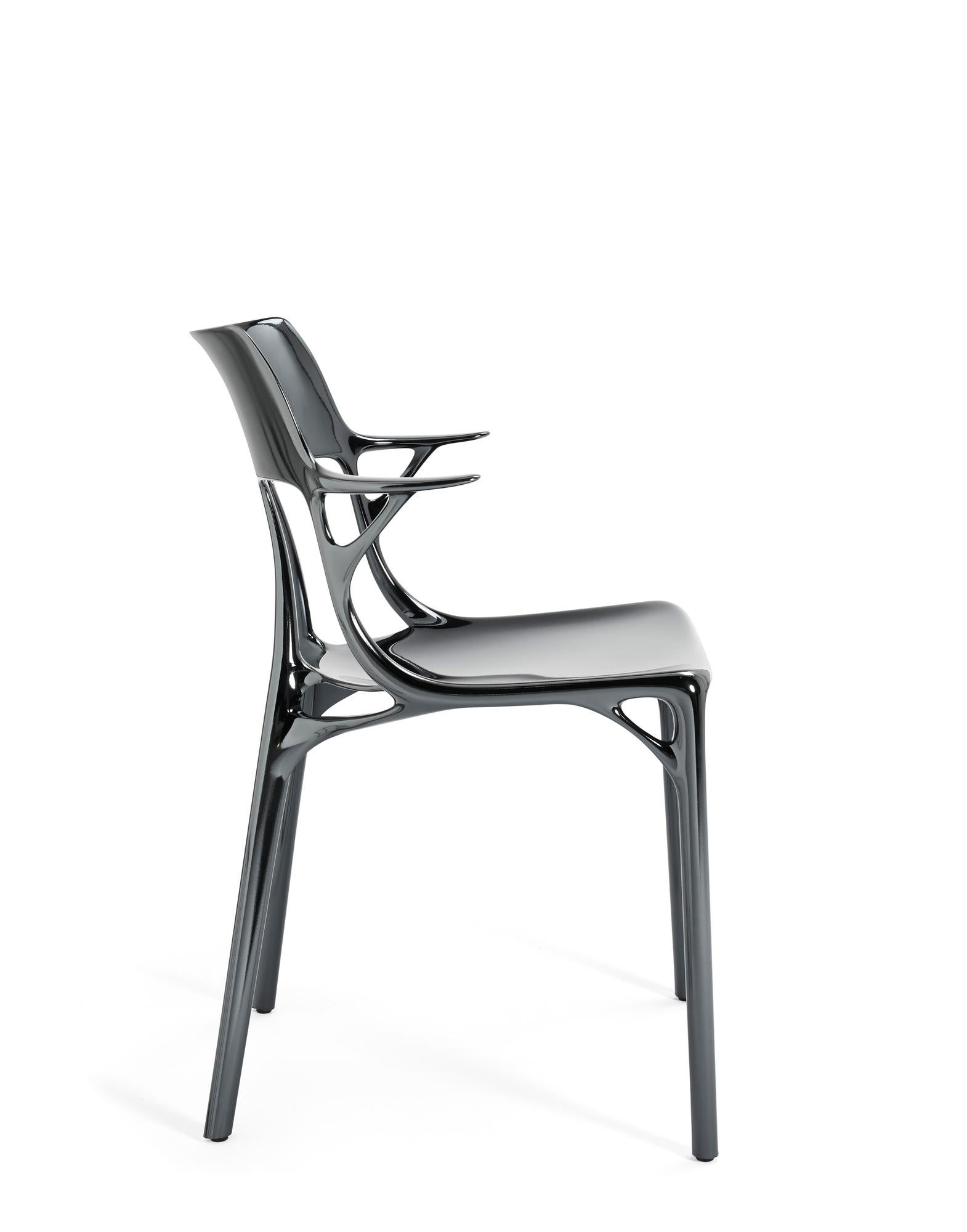 Italian Set of 2 Kartell AI Chair in Titanium Created by Artificial Intelligence For Sale
