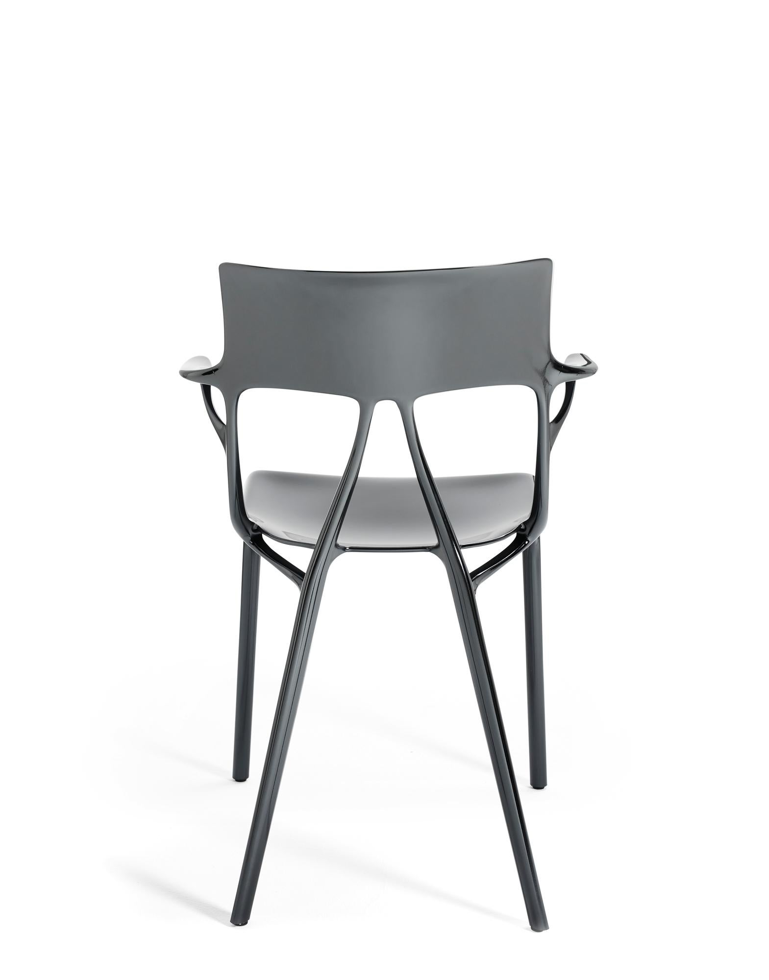 Set of 2 Kartell AI Chair in Titanium Created by Artificial Intelligence For Sale 3