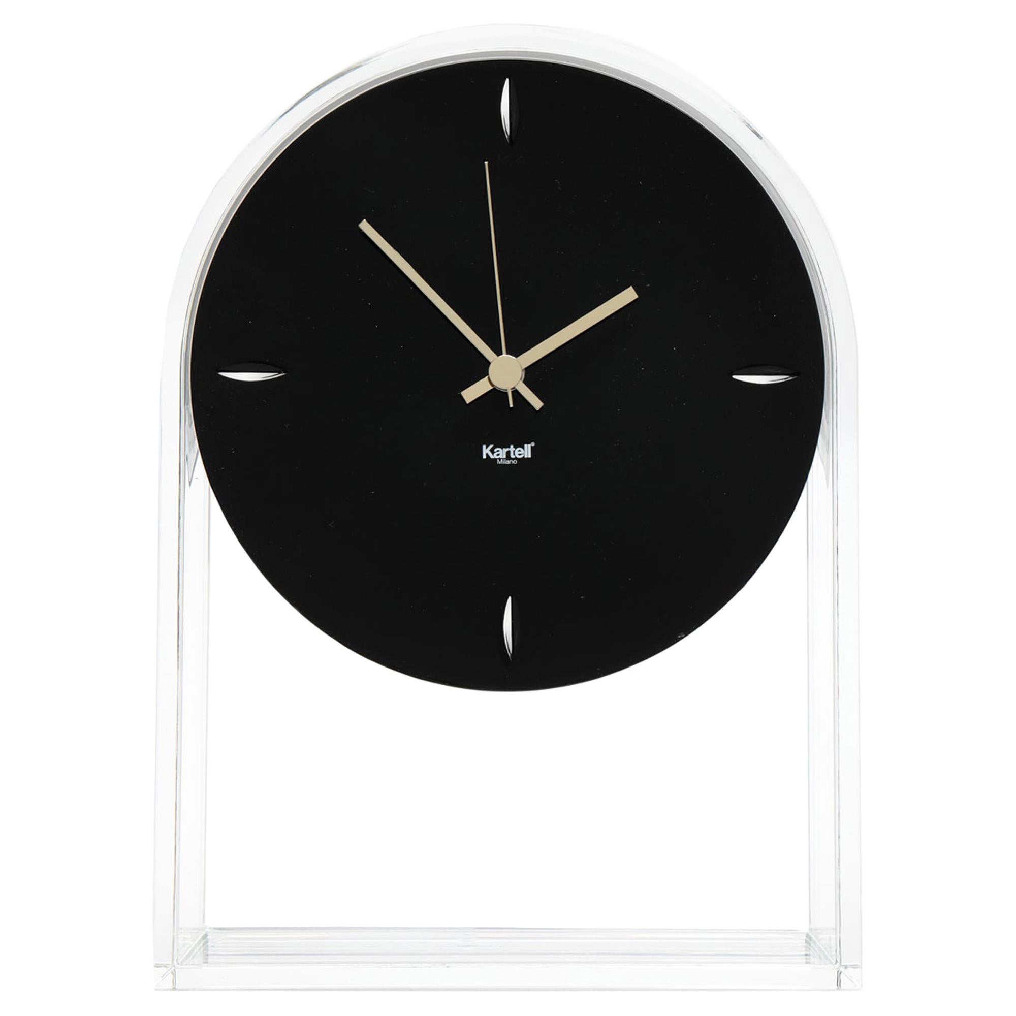 Kartell Air Du Temps  Table Clock in Crystal Black by Eugeni Quitllet For Sale