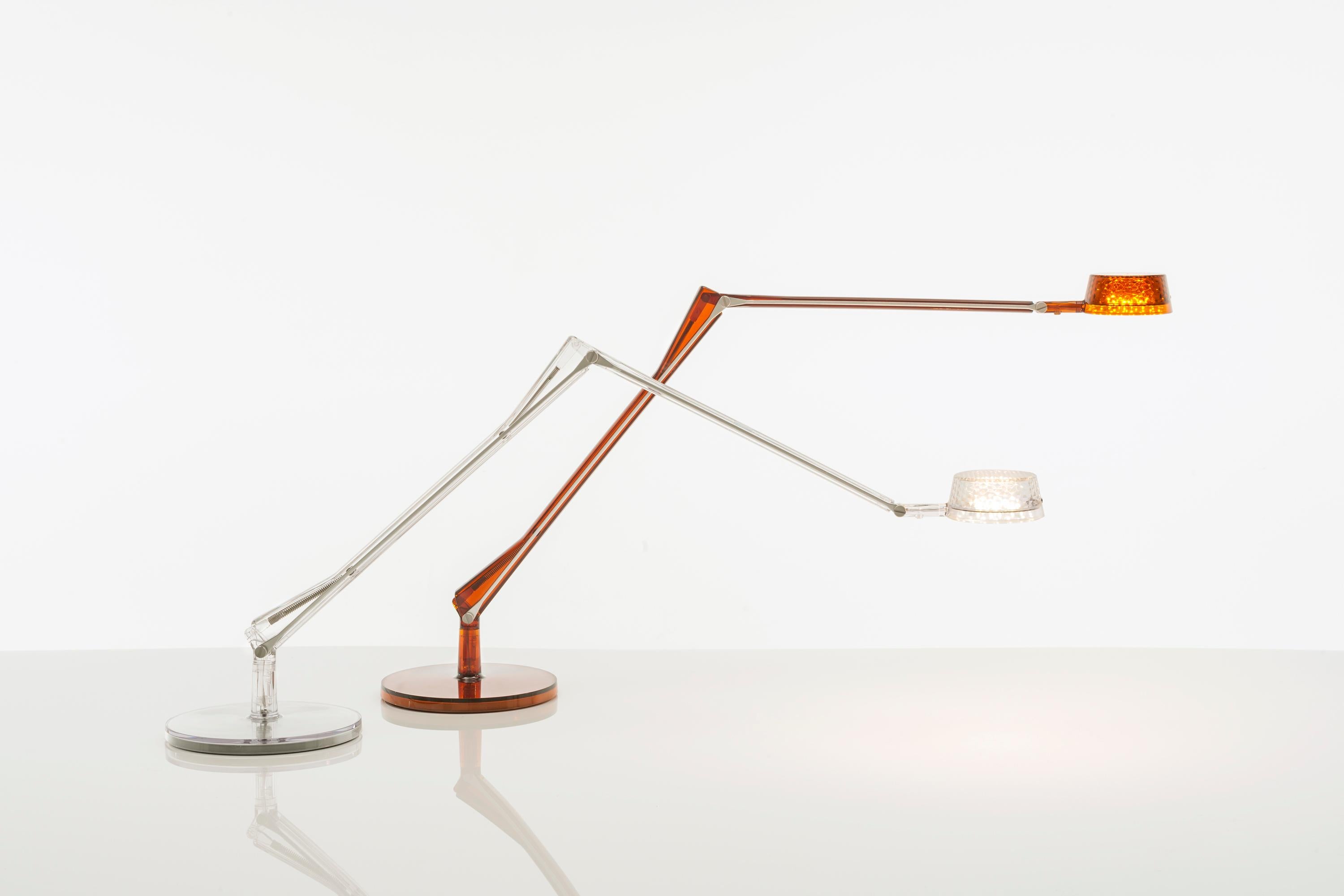 Italian Kartell Aledin Tec Desk Lamp in Amber by Alberto E Francesco Meda For Sale