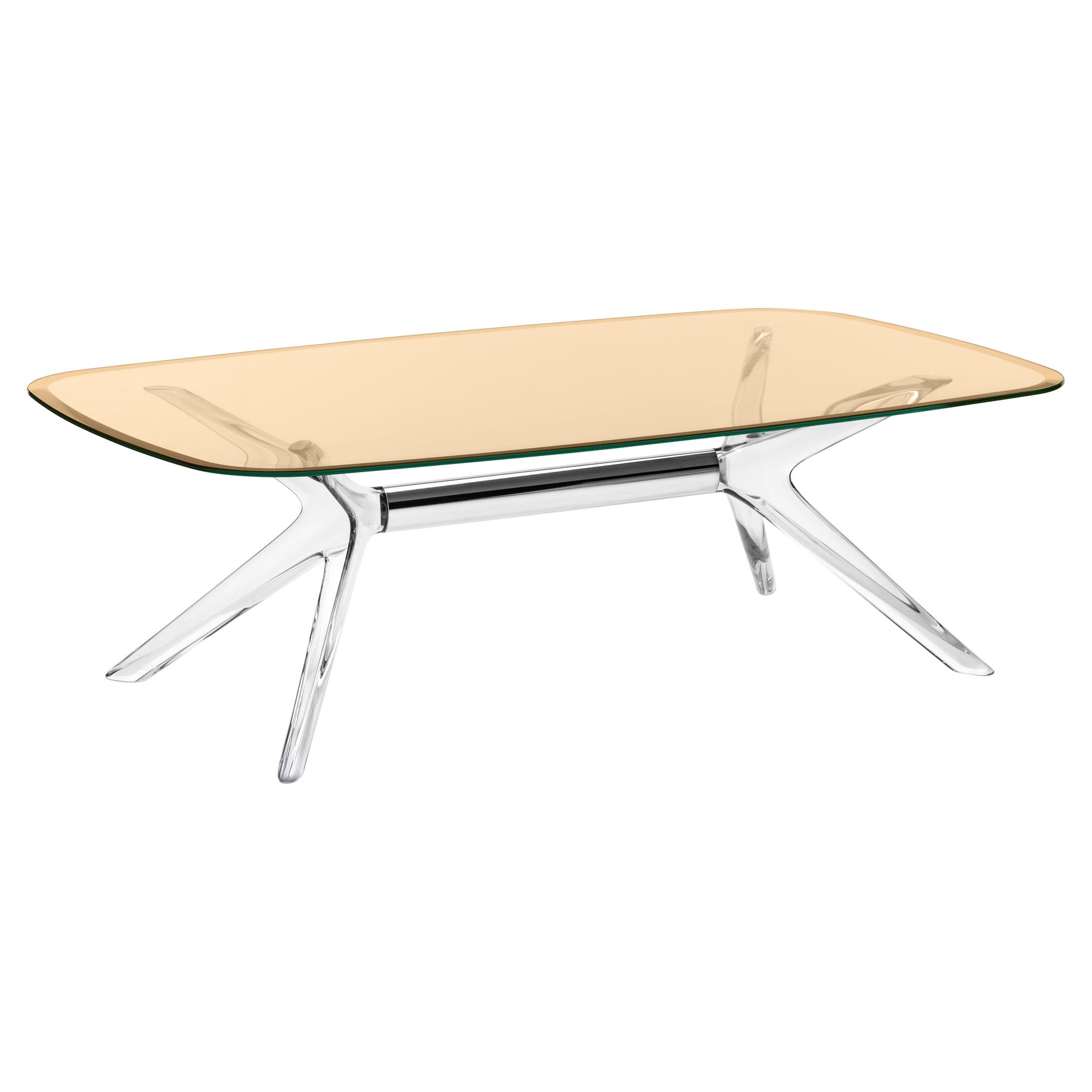 Kartell Blast Rectangle Table in Chrome with Bronze Top by Philippe Starck