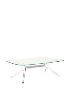 Kartell Blast Rectangle Table in Chrome with Green Top by Philippe Starck