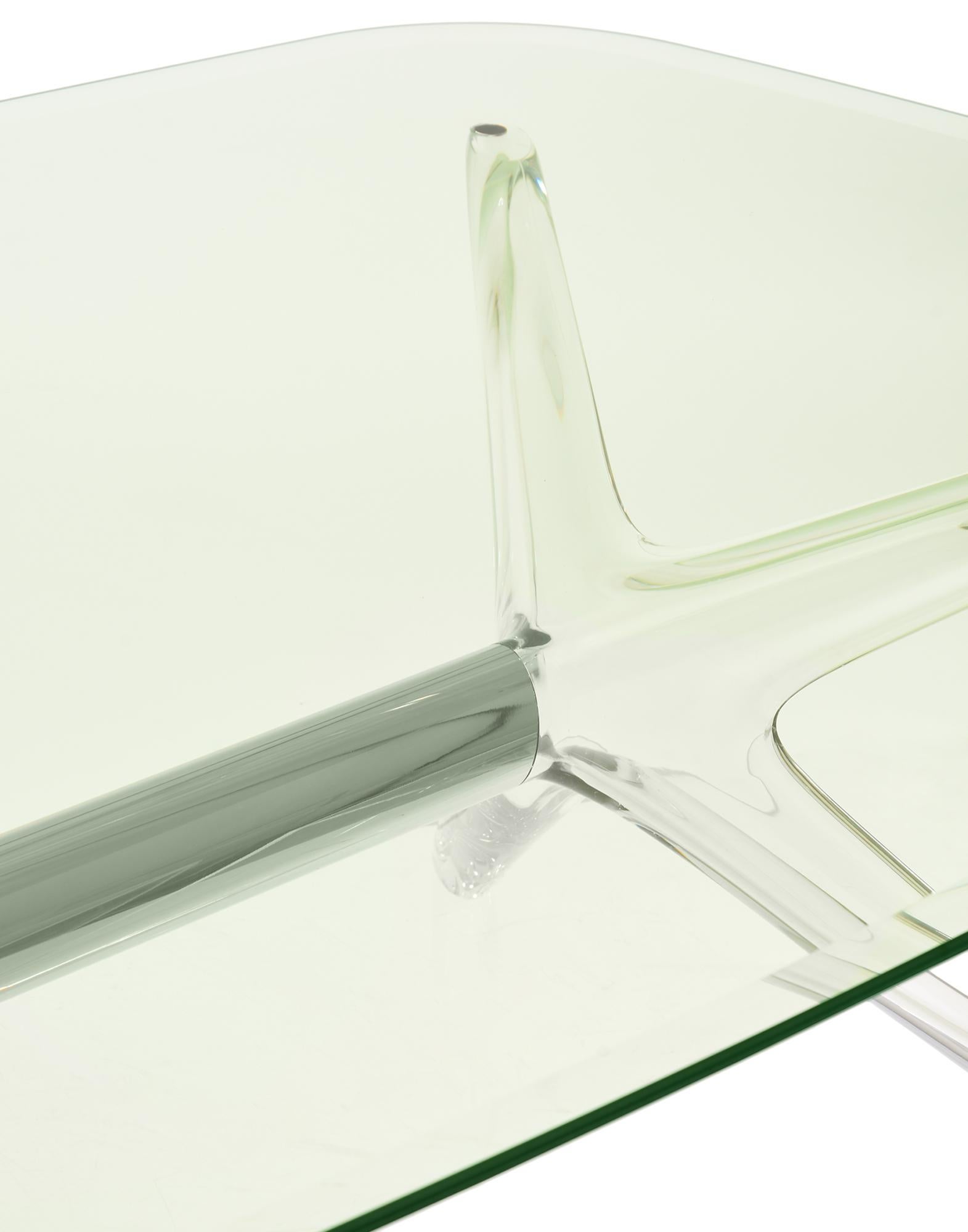Modern Kartell Blast Rectangle Table in Chrome with Green Top by Philippe Starck For Sale