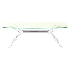 Table rectangulaire Kartell Blast en chrome avec plateau vert de Philippe Starck
