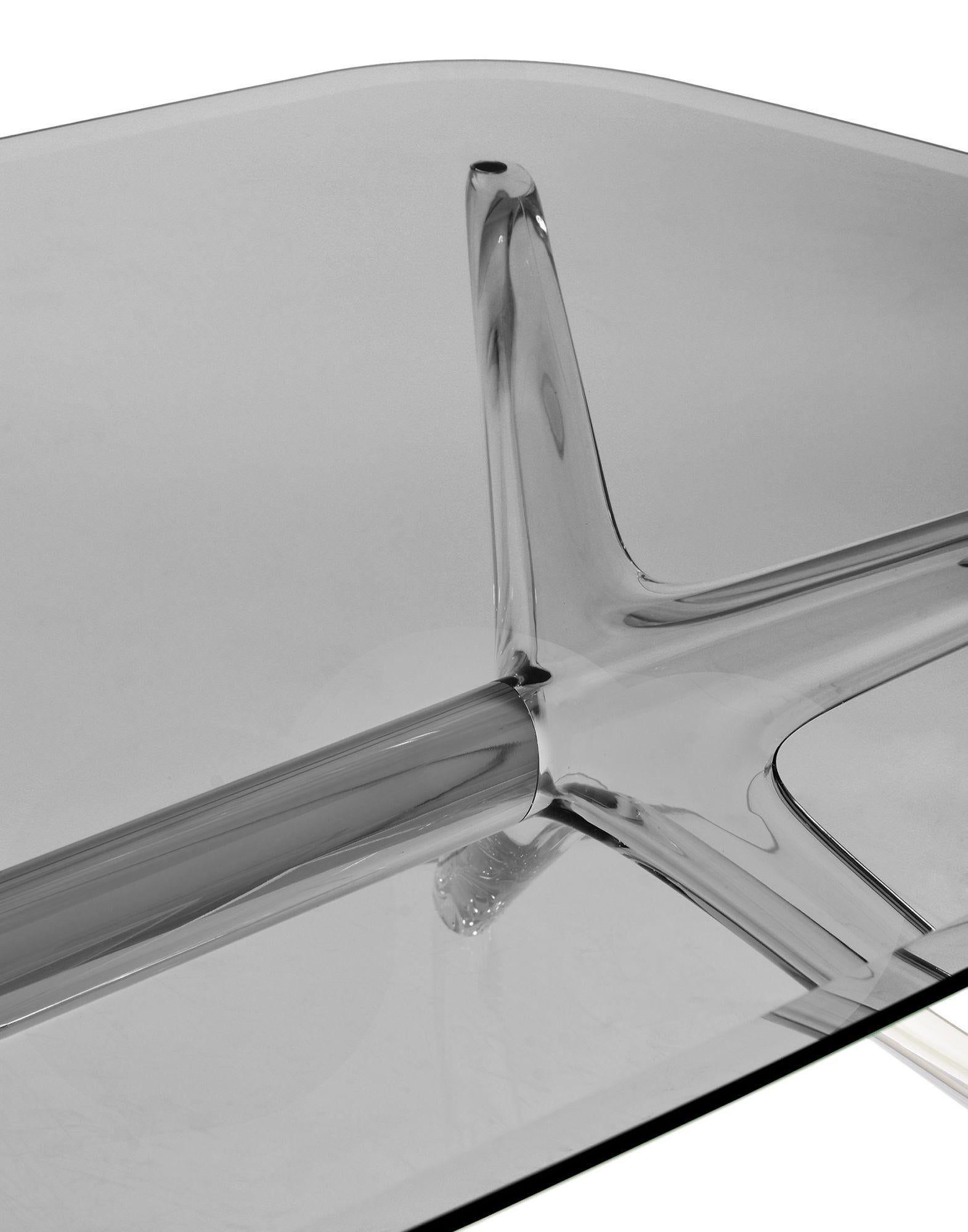 italien Table rectangulaire Kartell Blast en chrome avec plateau fumé de Philippe Starck en vente
