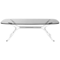 Table rectangulaire Kartell Blast en chrome avec plateau fumé de Philippe Starck