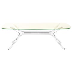 Kartell Blast Rectangle Table in Chrome with Yellow Top by Philippe Starck