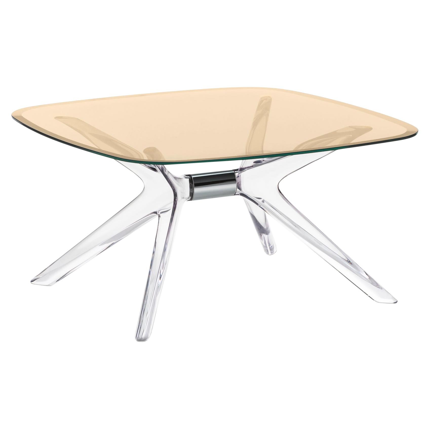 Table basse carrée Kartell Blast en chrome avec plateau en bronze de Philippe Starck en vente