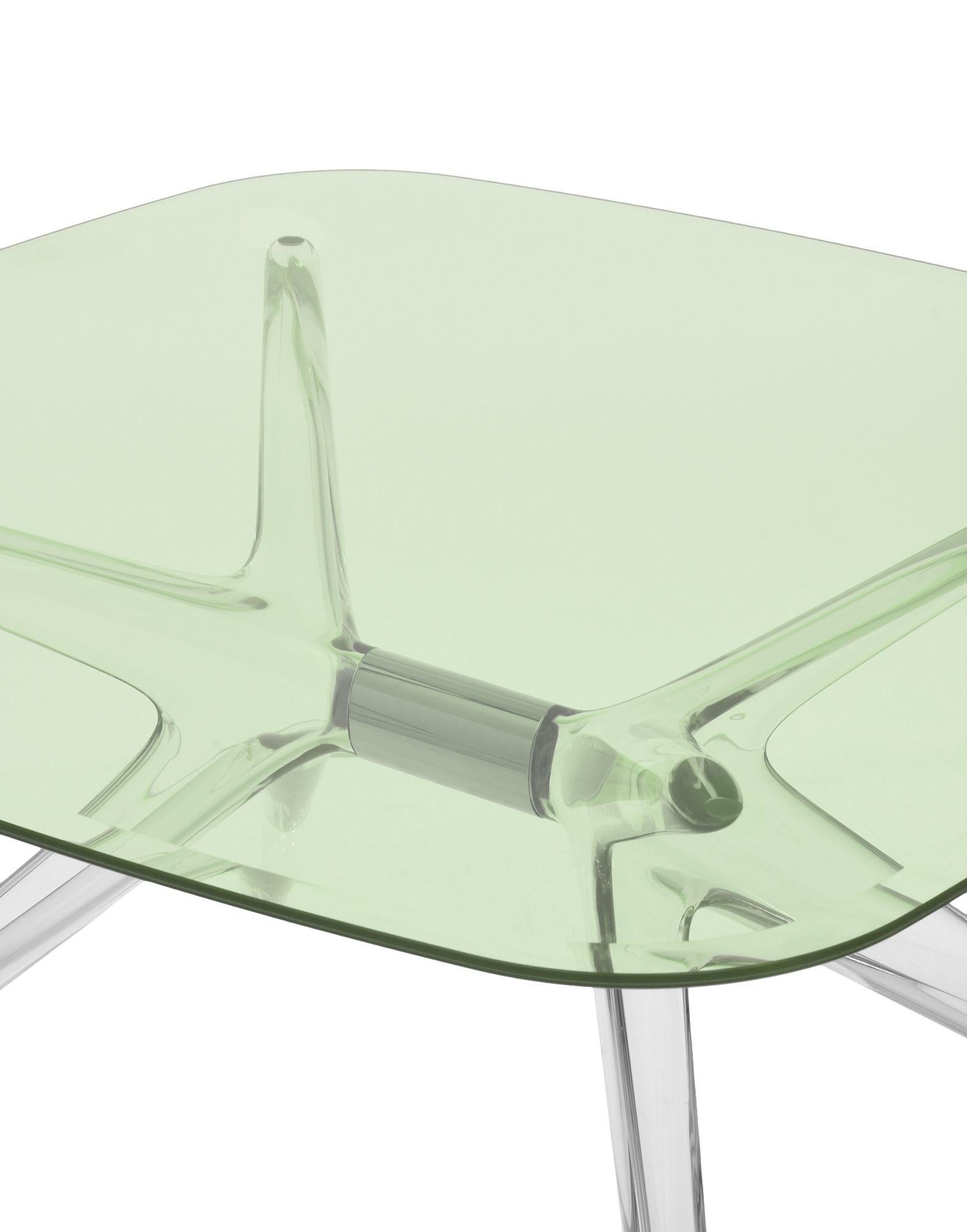 italien Table basse carrée Kartell Blast en chrome avec plateau vert de Philippe Starck en vente