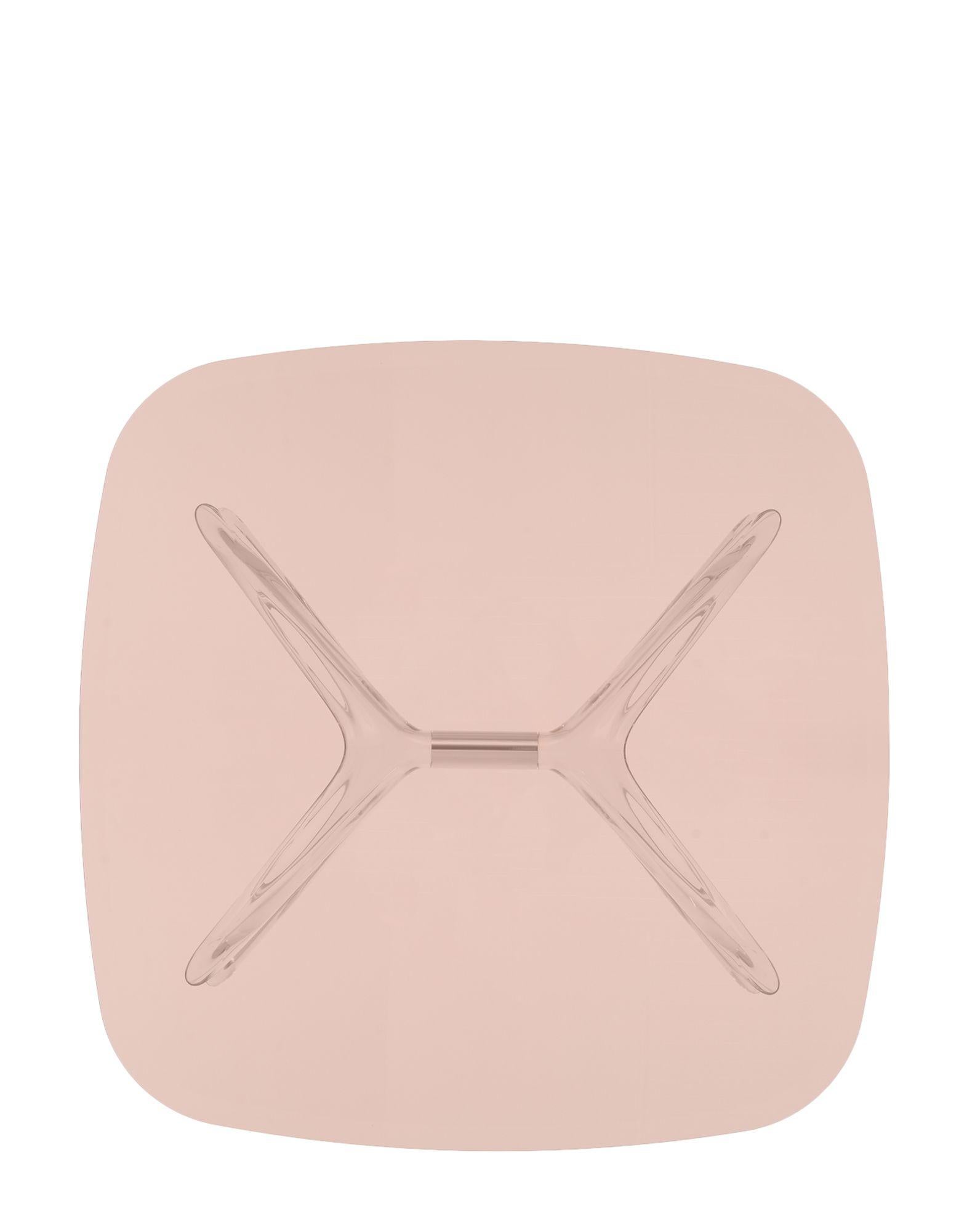 Modern Kartell Blast Square Coffee Table in Chrome with Pink Top by Philippe Starck For Sale