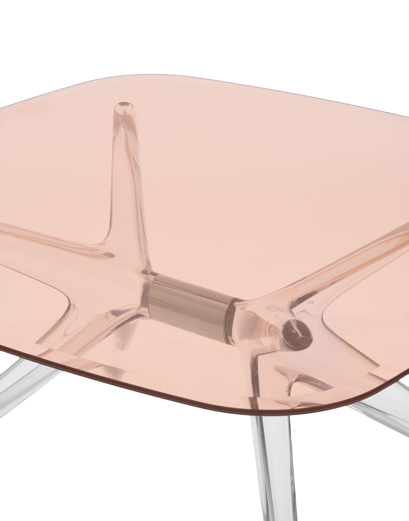 Italian Kartell Blast Square Coffee Table in Chrome with Pink Top by Philippe Starck For Sale