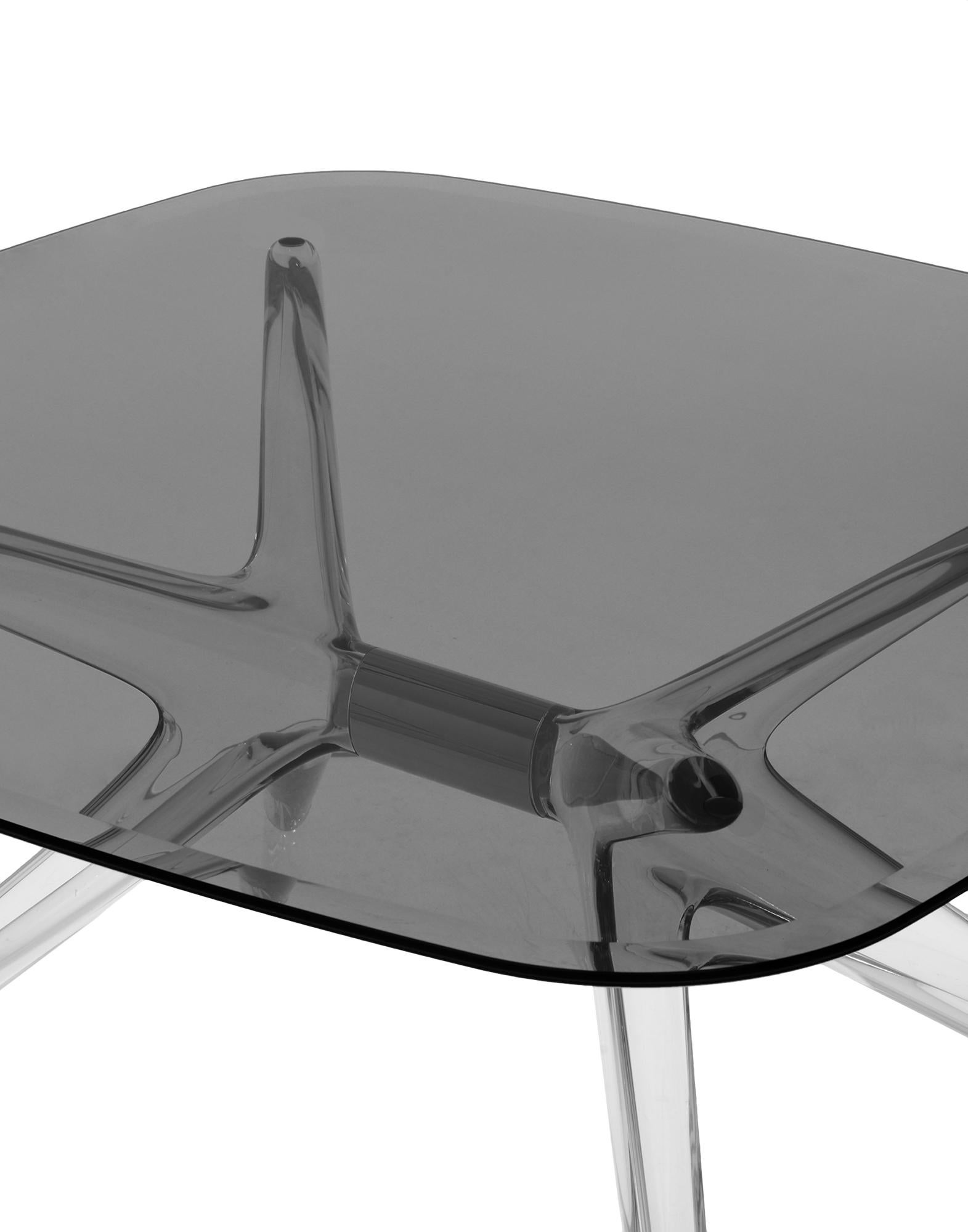 Italian Kartell Blast Square Coffee Table in Chrome with Smoke Top by Philippe Starck For Sale