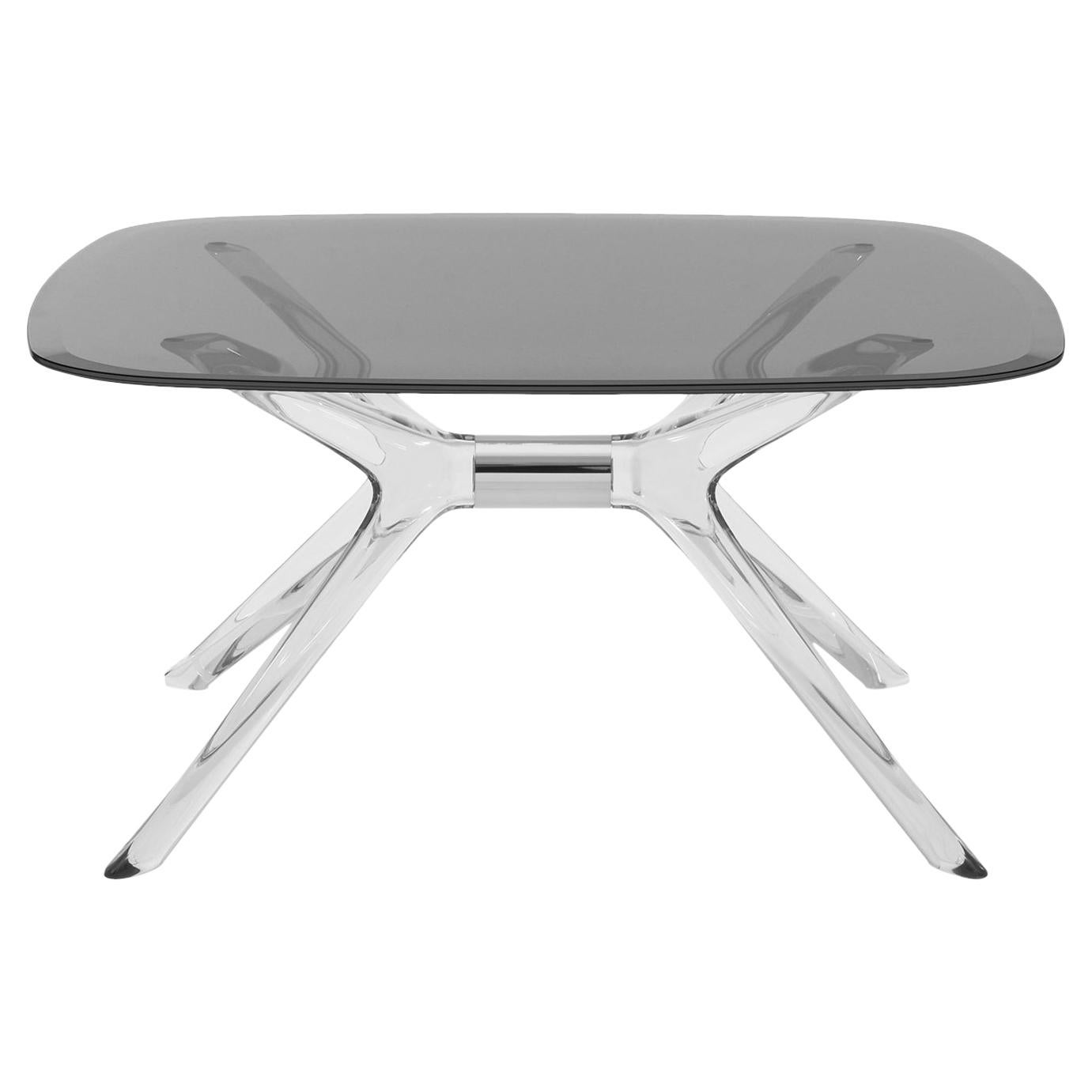 Kartell Blast Square Coffee Table in Chrome with Smoke Top by Philippe Starck
