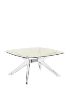 Kartell Blast Square Coffee Table in Chrome with Yellow Top by Philippe Starck