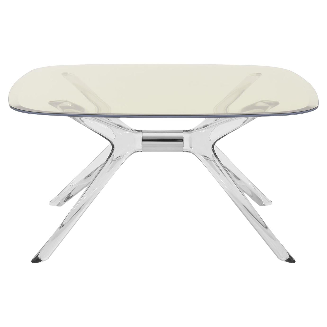 Kartell Blast Square Coffee Table in Chrome with Yellow Top by Philippe Starck For Sale