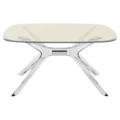 Kartell Blast Square Coffee Table in Chrome with Yellow Top by Philippe Starck