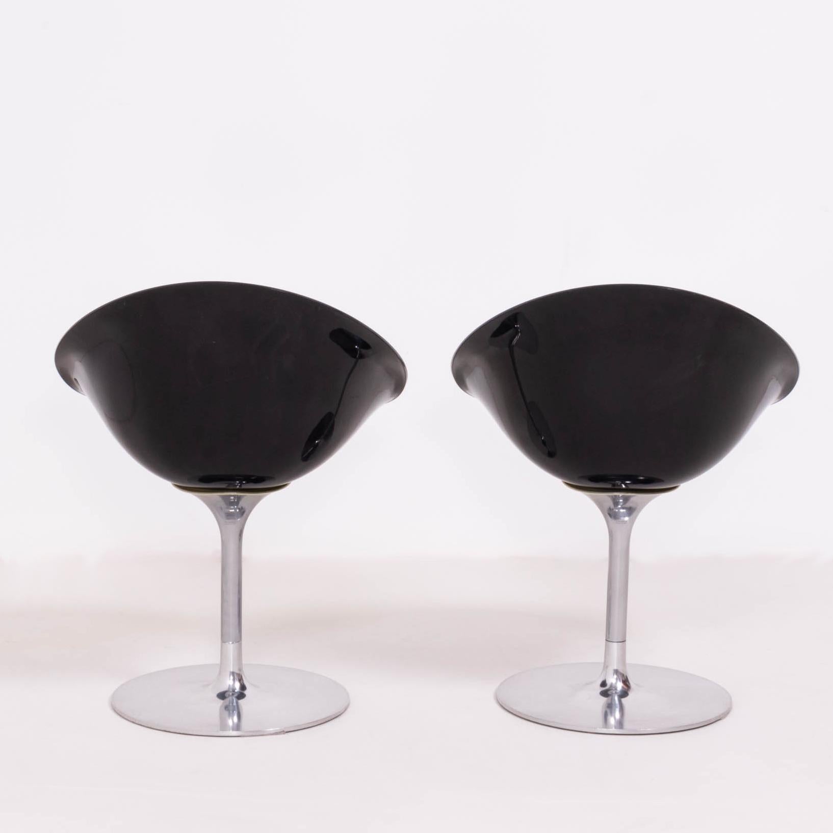 Fin du 20e siècle Chaises de salle à manger modernes Ero/S noires Kartell par Philippe Starck, lot de 2