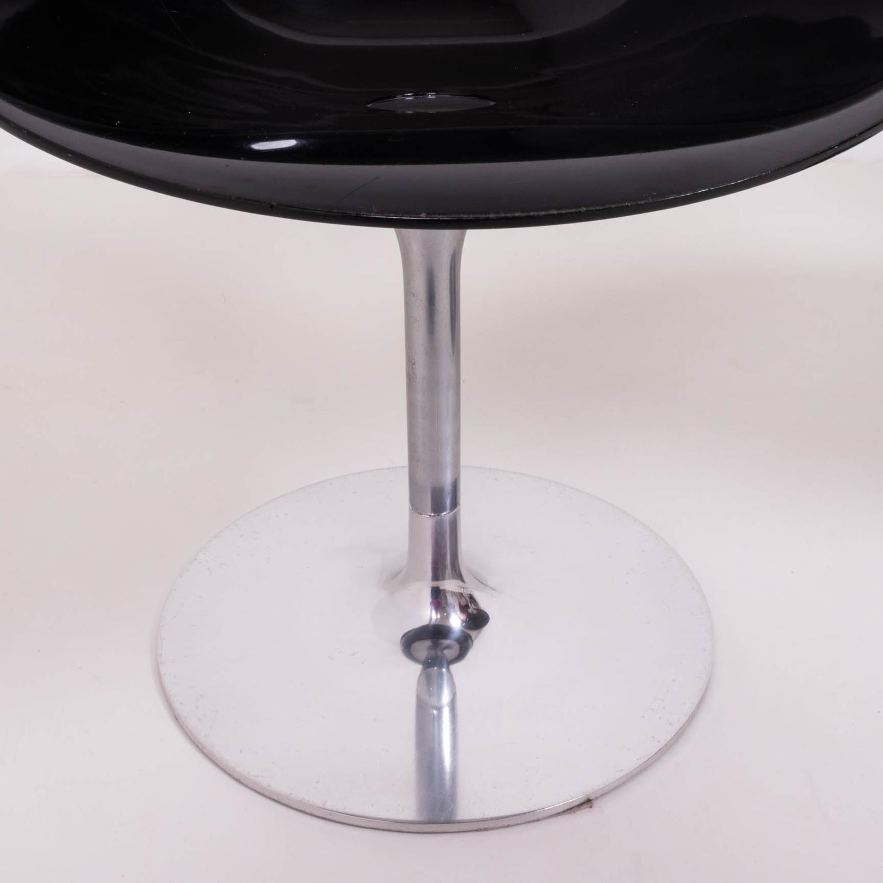 Plastic Kartell by Philippe Starck Modern Ero/S Black Dining Chairs, Set of 2