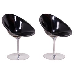 Chaises de salle à manger modernes Ero/S noires Kartell de Philippe Starck, lot de 2