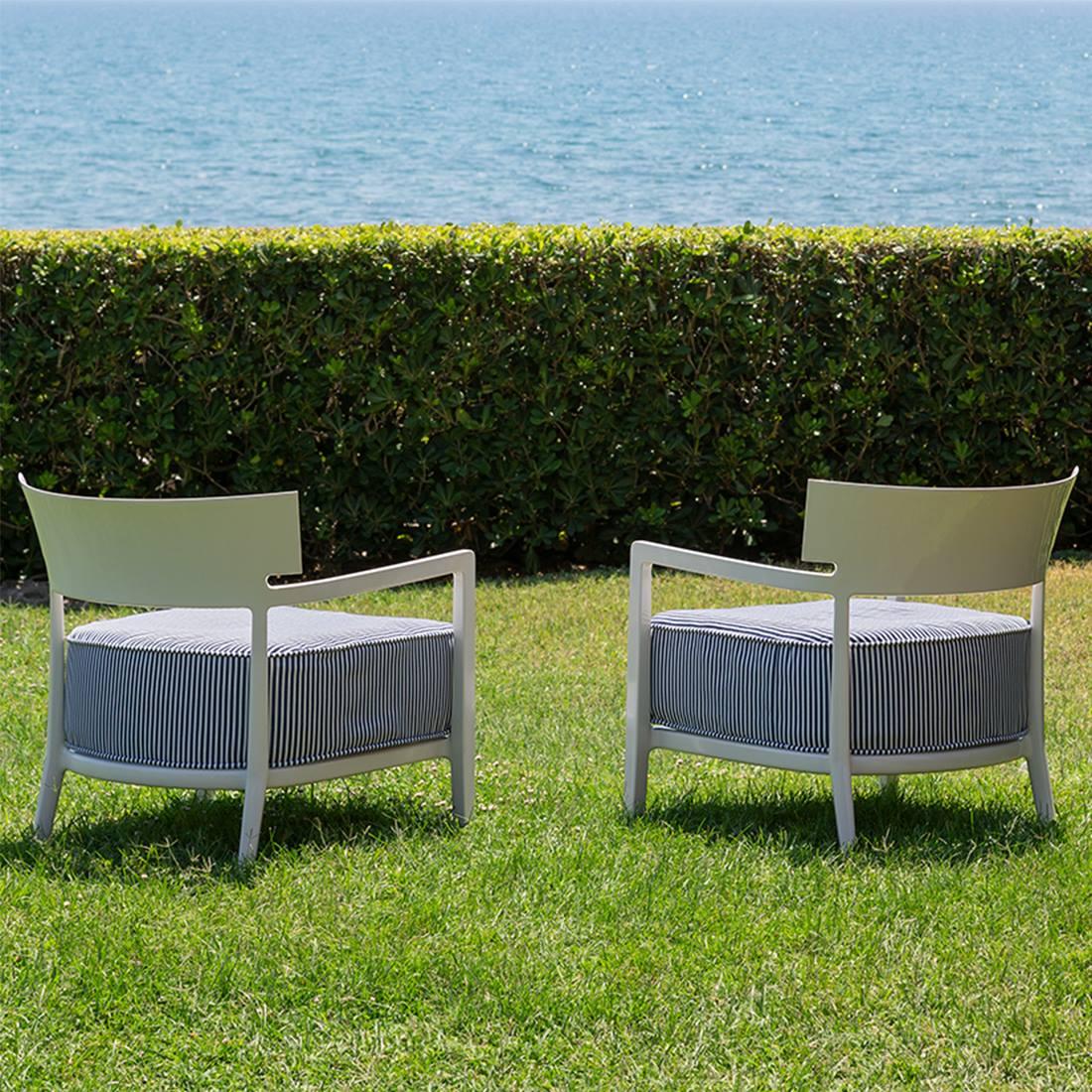 Kartell Cara Outdoor-Stuhl von Philippe Starck mit Sergio Schito in Blau-Orange (Italienisch) im Angebot
