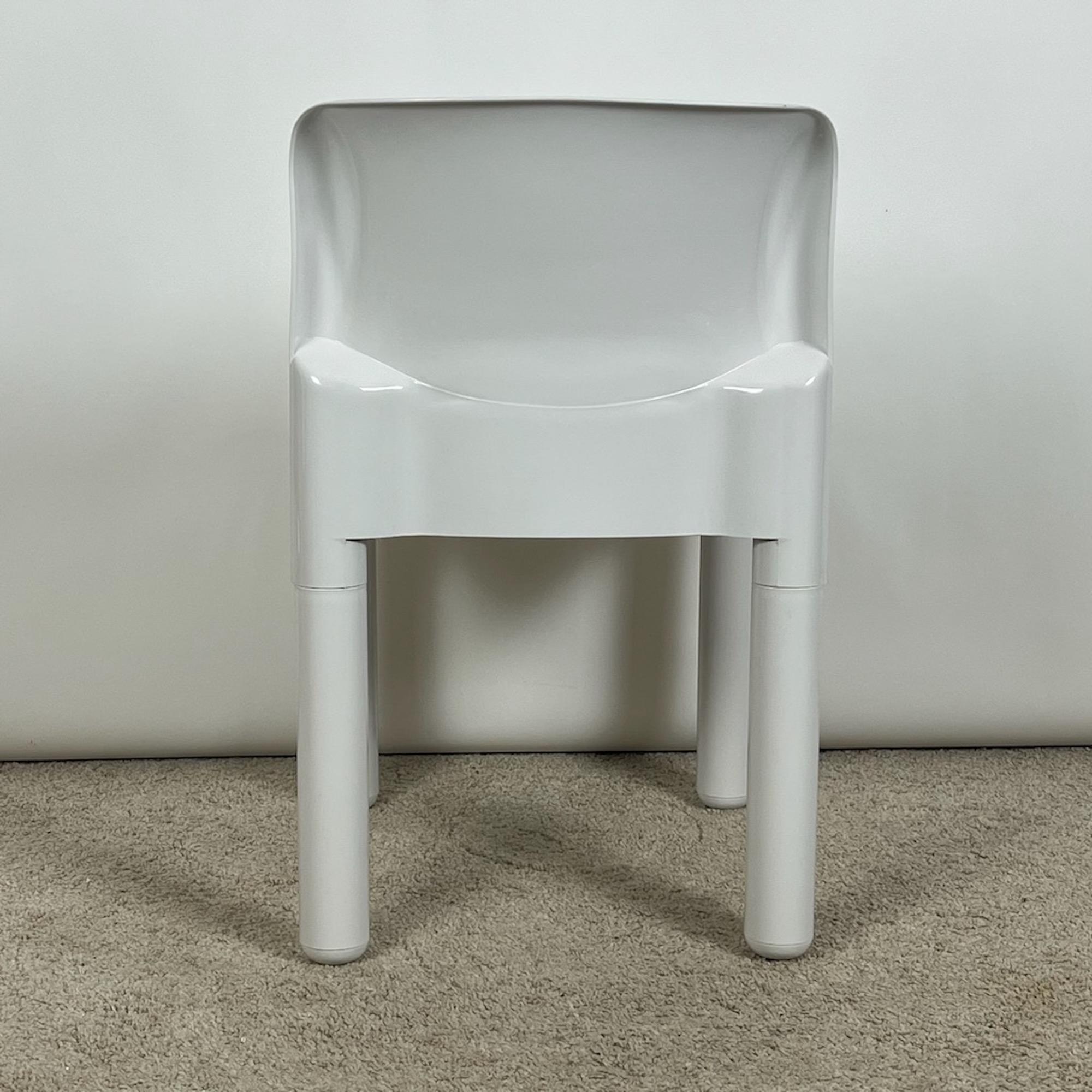 Italian Kartell Chair Model 4875 by Carlo Bartoli - Glossy White - Italy, 1970s For Sale