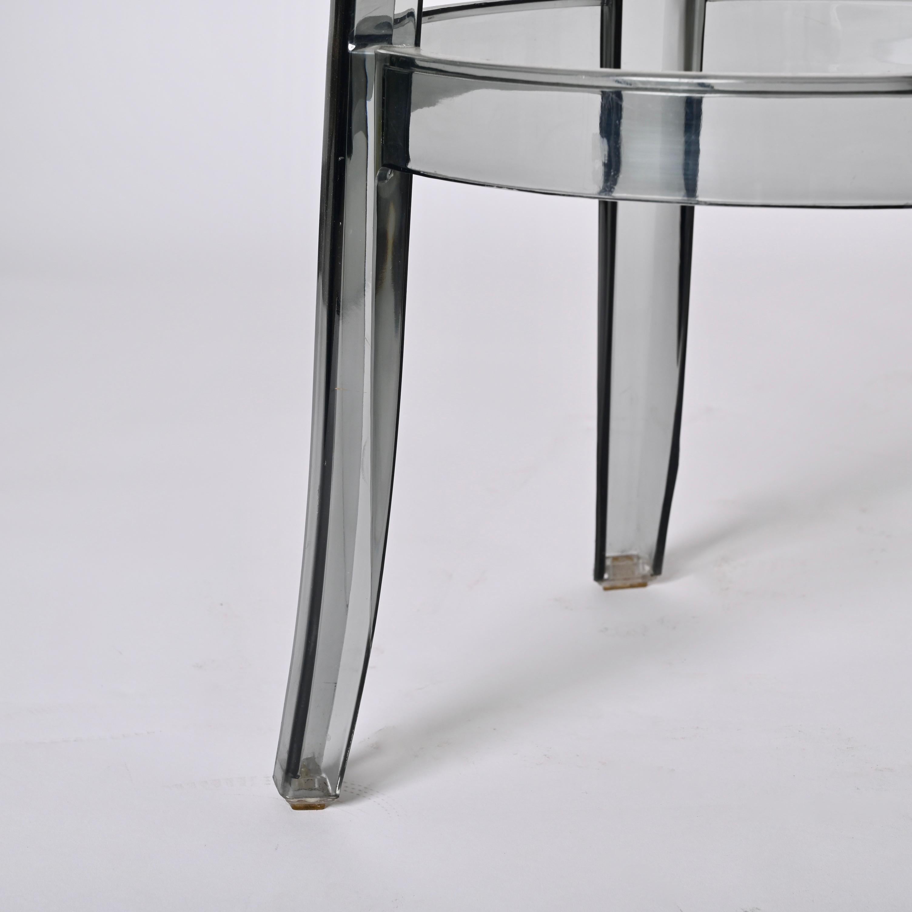 Kartell Charles Ghost Large Stools in Smoke Grey by Philippe Starck, Italy For Sale 7