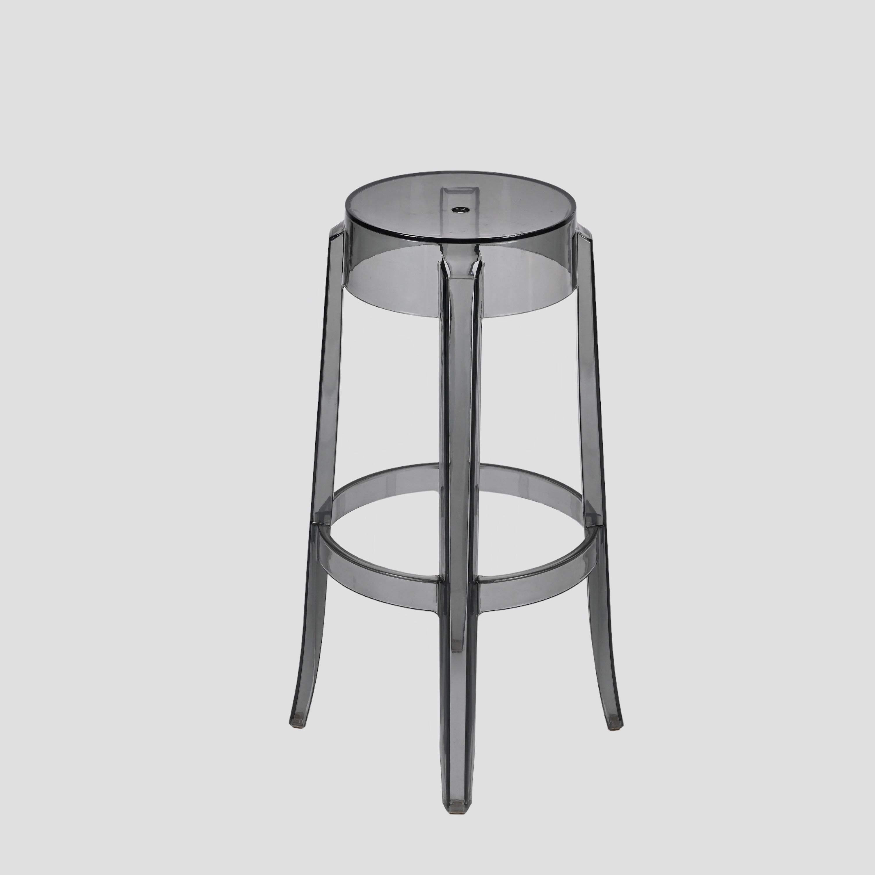 Kartell Charles Ghost Large Stools in Smoke Grey by Philippe Starck, Italy For Sale 9