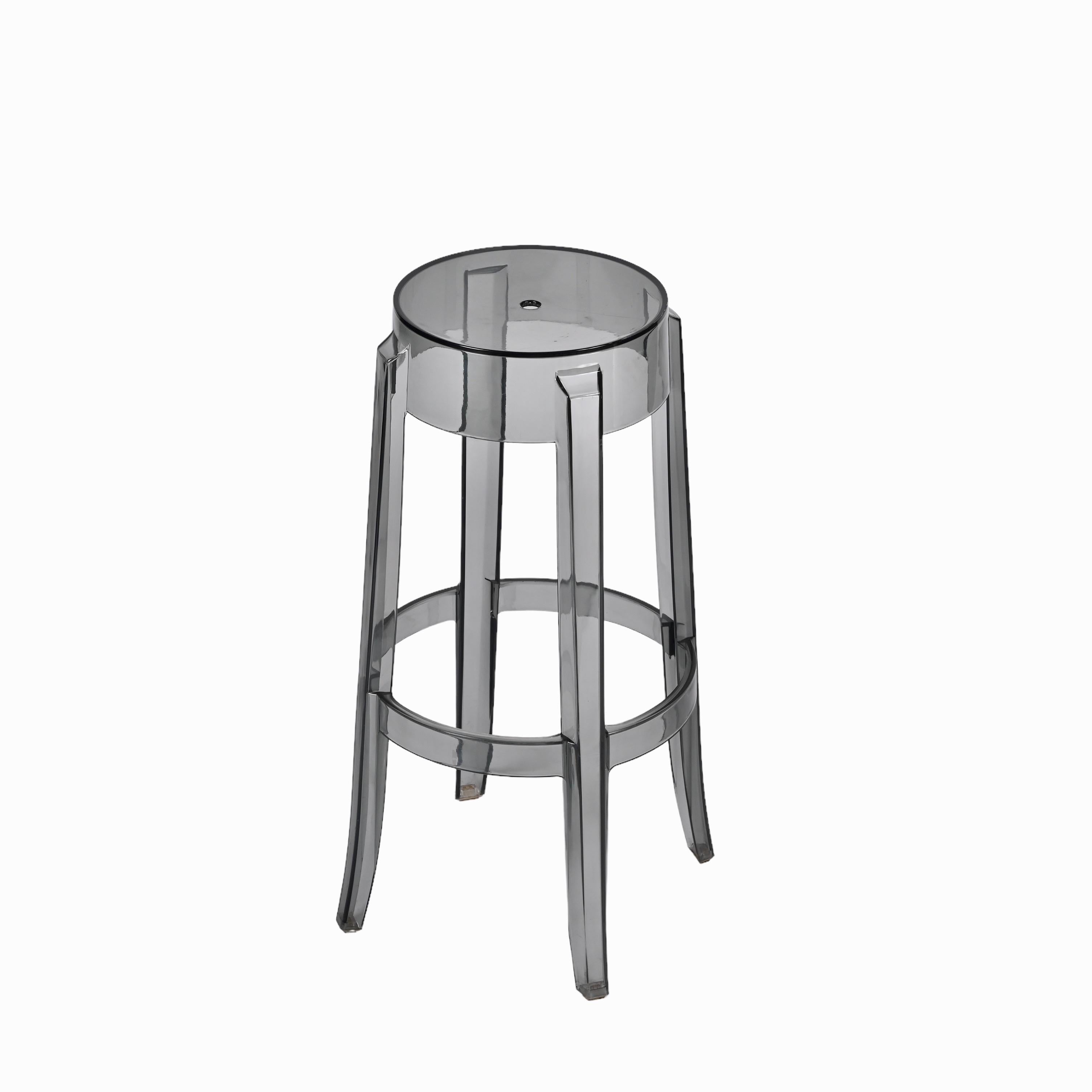 Italian Kartell Charles Ghost Large Stools in Smoke Grey by Philippe Starck, Italy For Sale