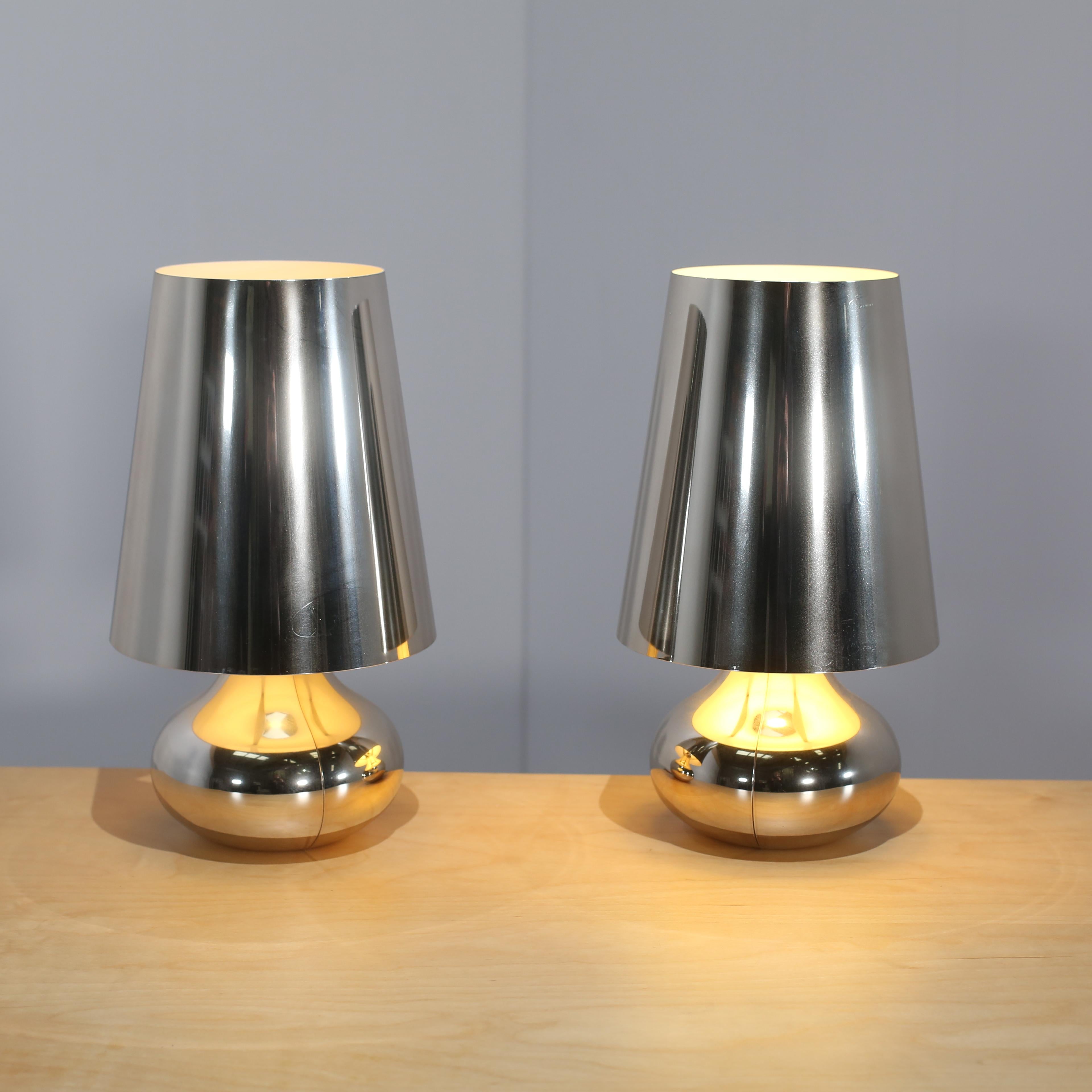 Kartell Cindy Lamps in Silver, Set of Two Moderno en venta