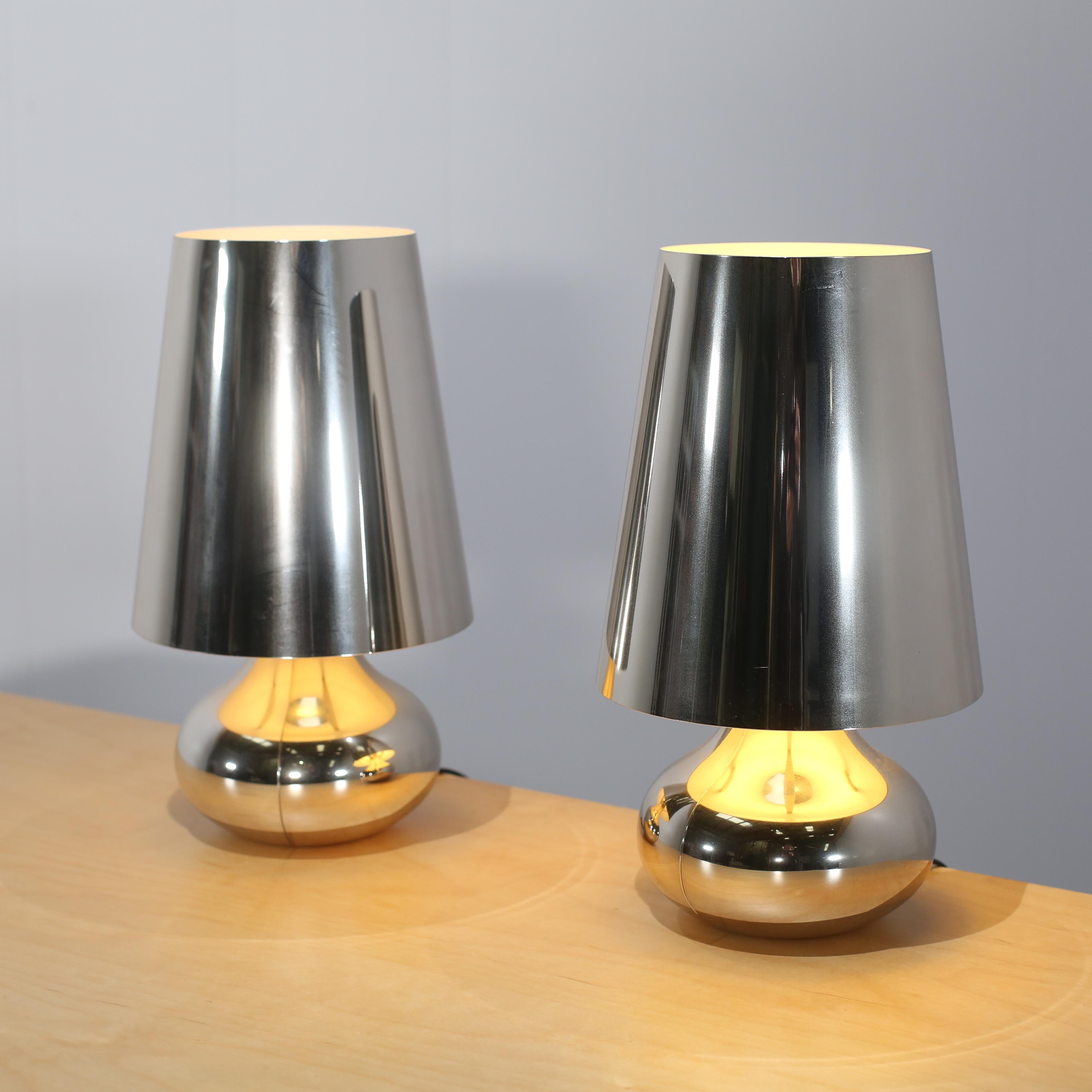 Kartell Cindy Lamps in Silver, Set of Two Italiano en venta