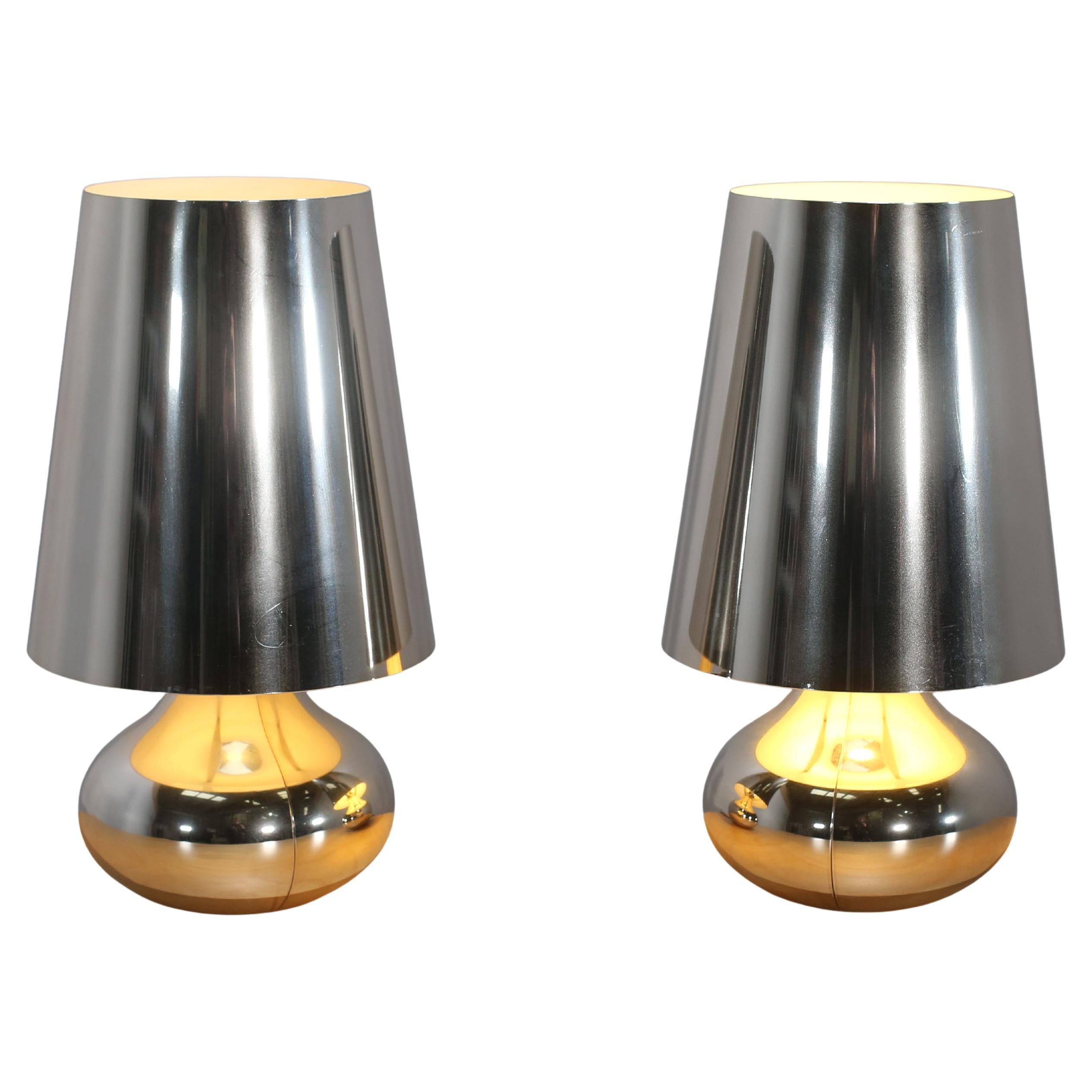 Kartell Cindy Lamps in Silver, Set of Two