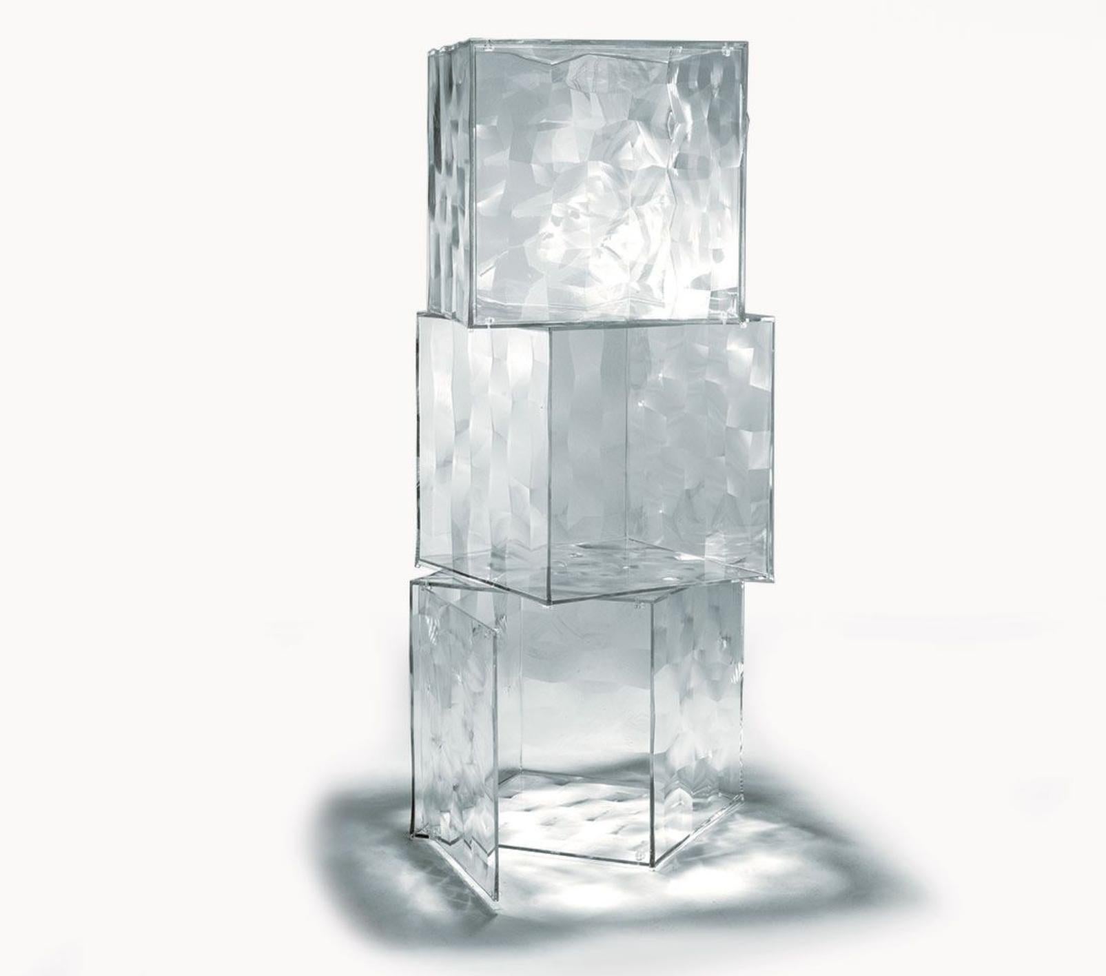 Modern Kartell Clear Optic Storage Cube with Door, Modular Cabinet, Italy. For Sale