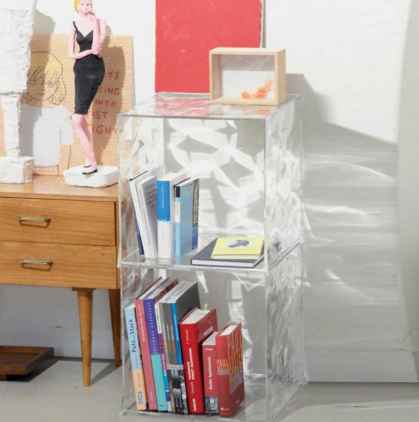 Contemporary Kartell Clear Optic Storage Cube with Door, Modular Cabinet, Italy. For Sale