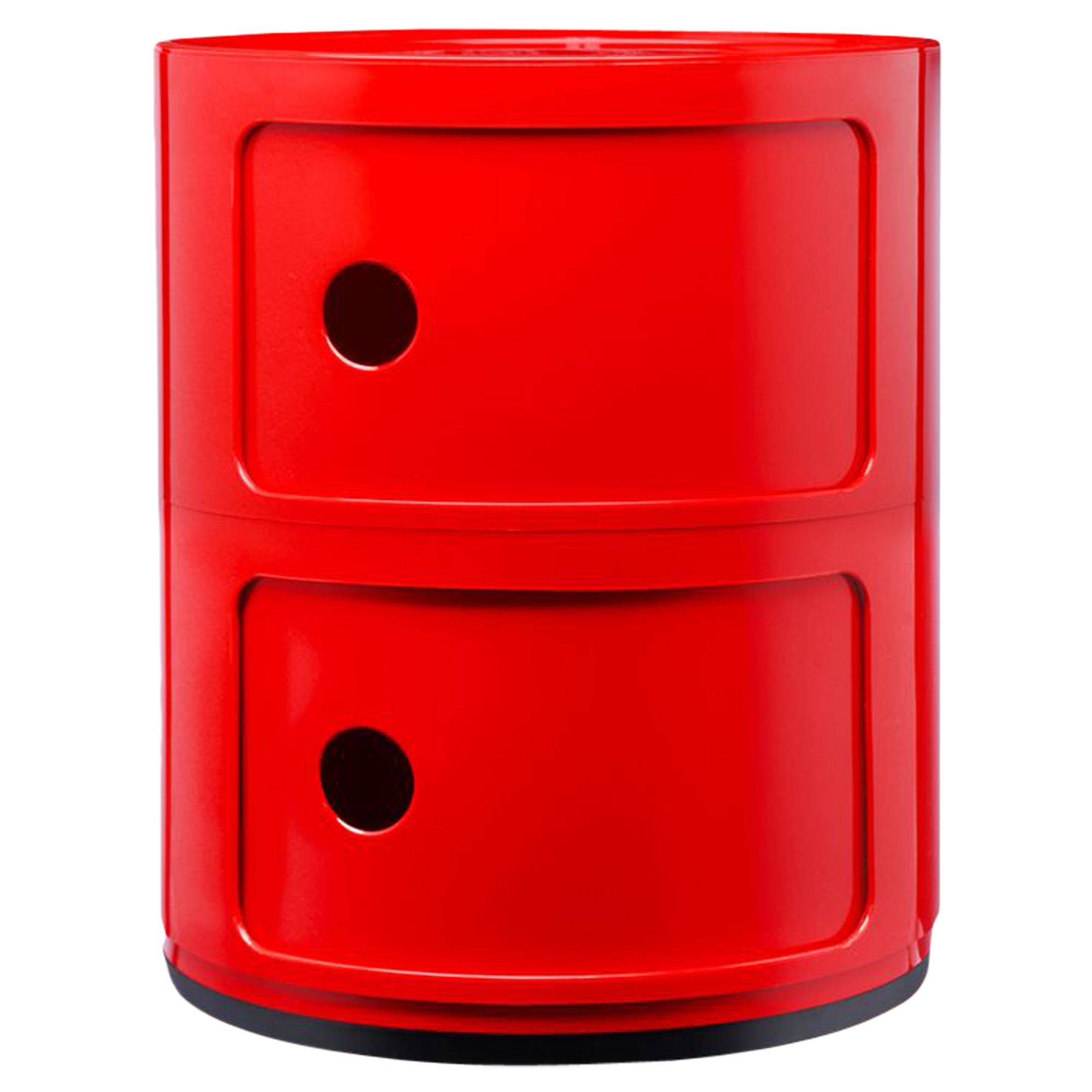 Kartell Componibili 2-Tier Drawer in Red by Anna Castelli Ferrieri For Sale