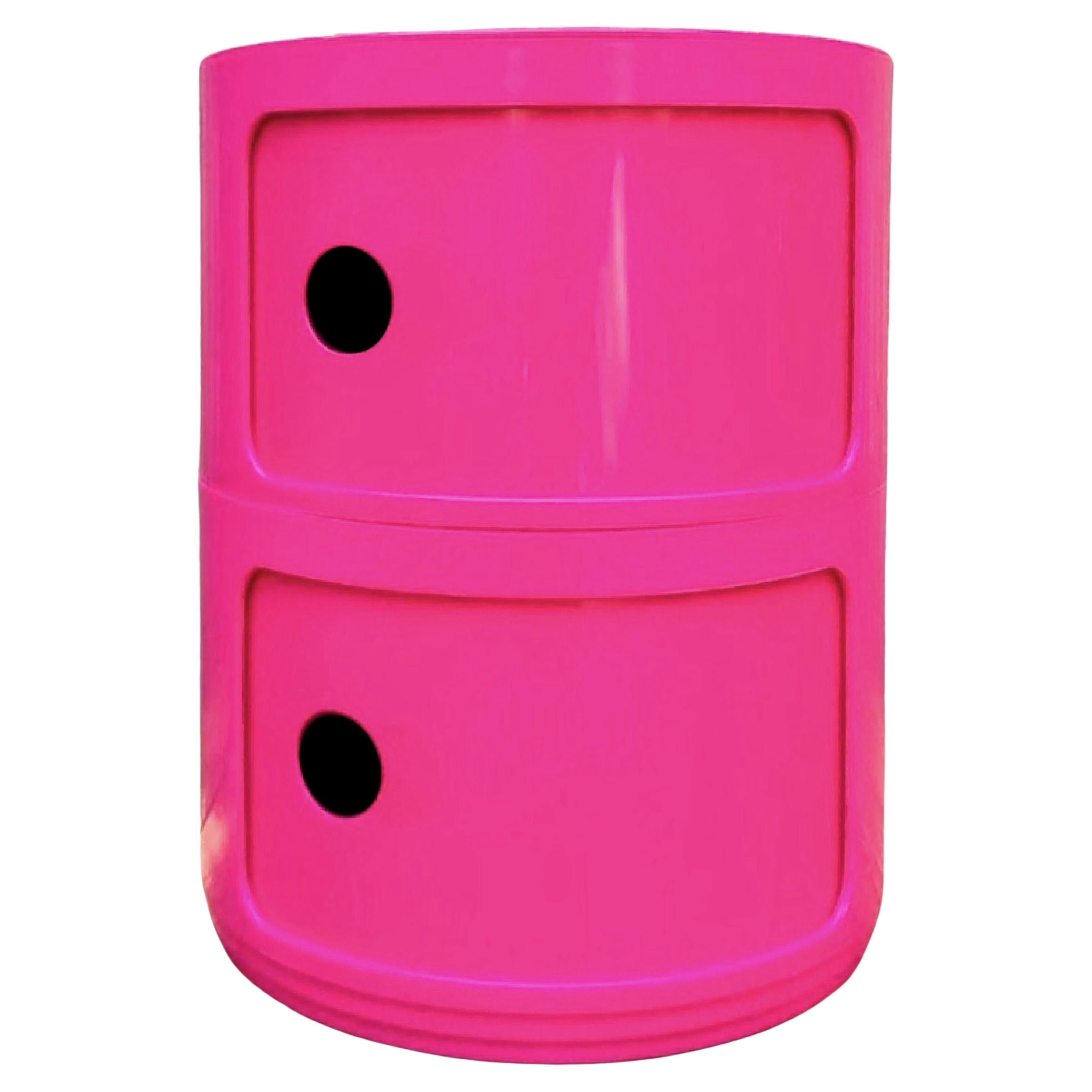 Kartell Componibili 2-Tier Modern Storage Cabinet, Hot Pink, Italy For Sale