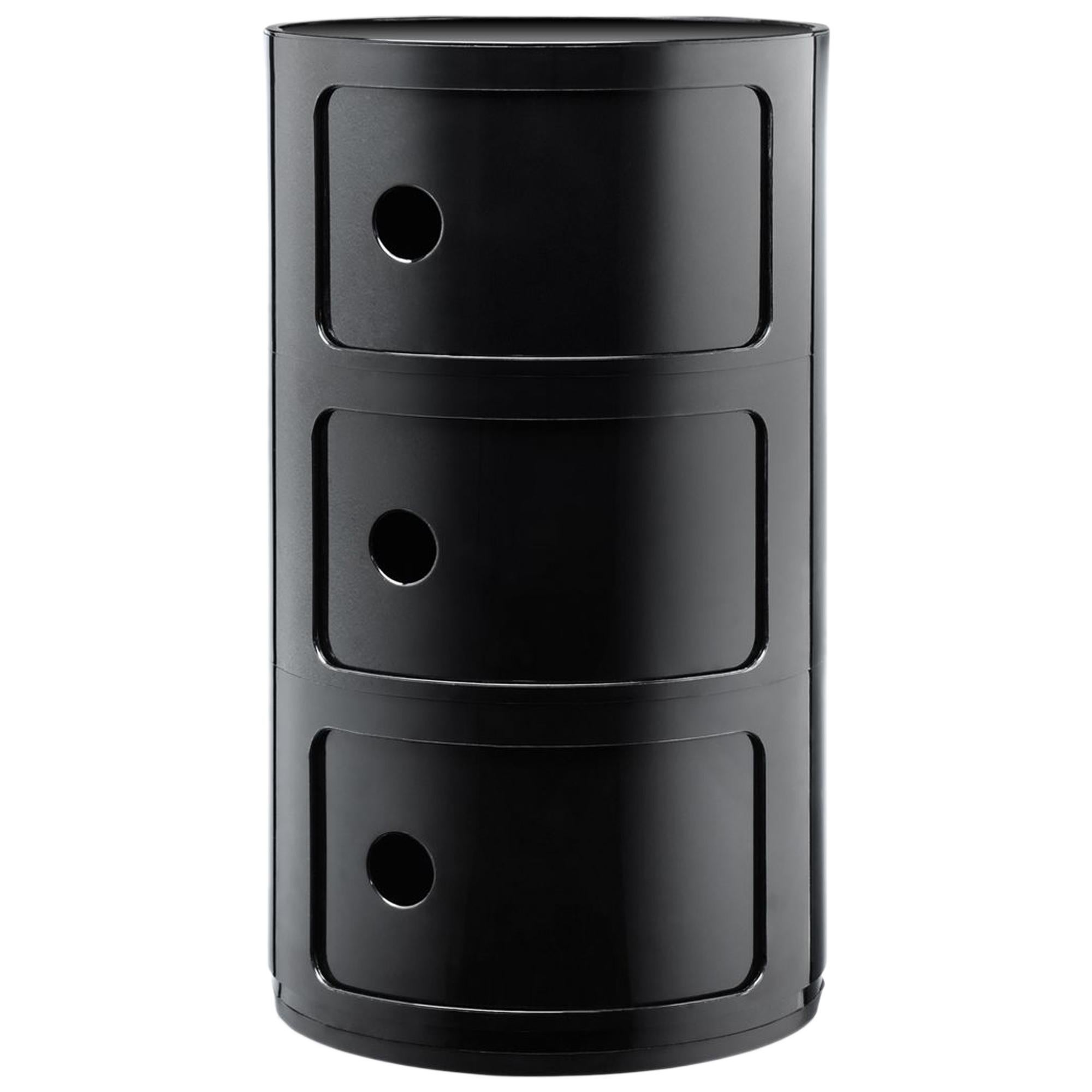 Kartell Componibili 3-Tier Drawer in Black by Anna Castelli Ferrieri For Sale
