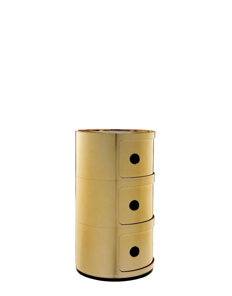 Kartell Componibili 3 Tier Drawer In Gold By Anna Castelli Ferrieri For Sale At 1stdibs