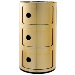 Kartell Componibili 3-Tier Drawer in Gold by Anna Castelli Ferrieri