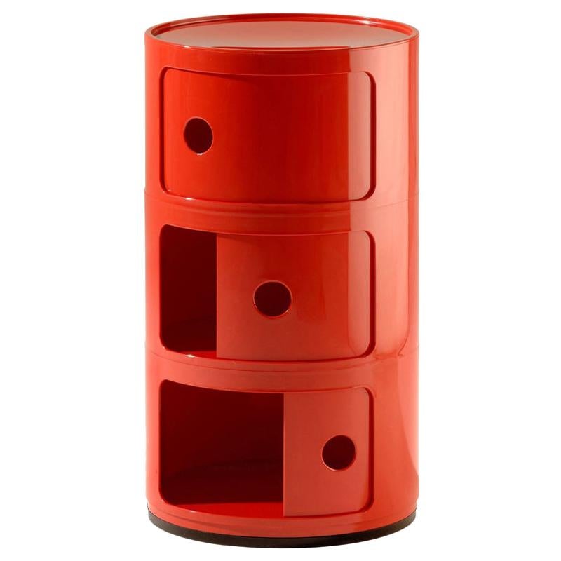 Kartell Componibili 3-Tier Drawer in Red by Anna Castelli Ferrieri