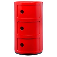 Kartell Componibili 3-Tier Drawer in Red by Anna Castelli Ferrieri