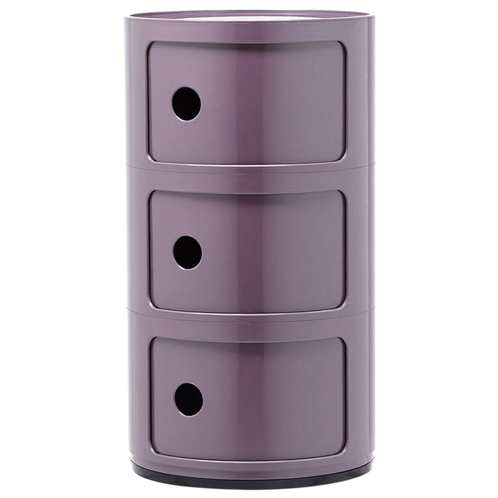 Kartell Componibili 3-Tier Drawer in Violet by Anna Castelli Ferrieri For Sale