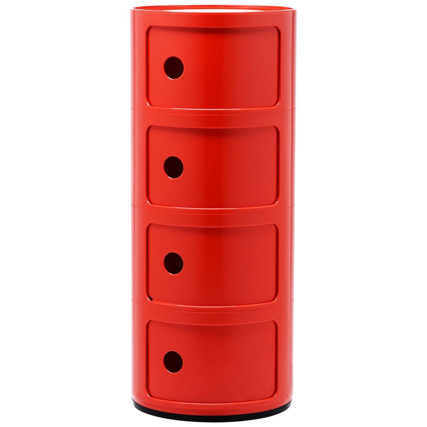 Kartell Componibili 4-Tier Drawer in Red by Anna Castelli Ferrieri For Sale