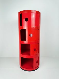 Kartell Componibili 7452:  4-Tier in Red by Anna Castelli 1970-1979