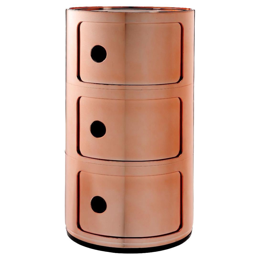 Kartell Componibili Copper 3-Tier Drawer in Gold by Anna Castelli Ferrieri