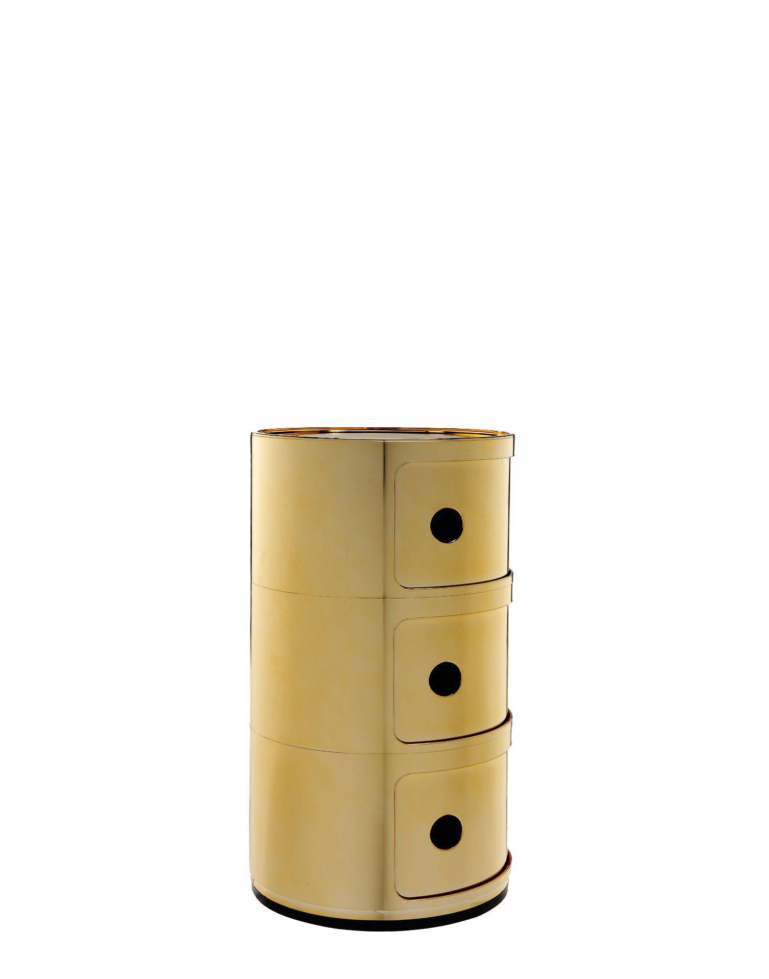 Kartell Componibili Gold 3-stöckige Schublade in Gold von Anna Castelli Ferrieri (Moderne) im Angebot
