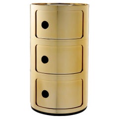Kartell Componibili Gold 3-Tier Drawer in Gold by Anna Castelli Ferrieri